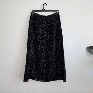 Laura Ashley Velvet Burnout Maxi Skirt Silk Blend Black Goth Romantic Size 8